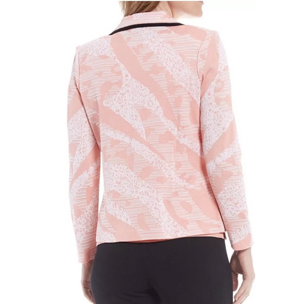 Ming Wang Knit Blazer Womens 2X Pink White Abstract Single Button Career Modern - Picture 3 of 15